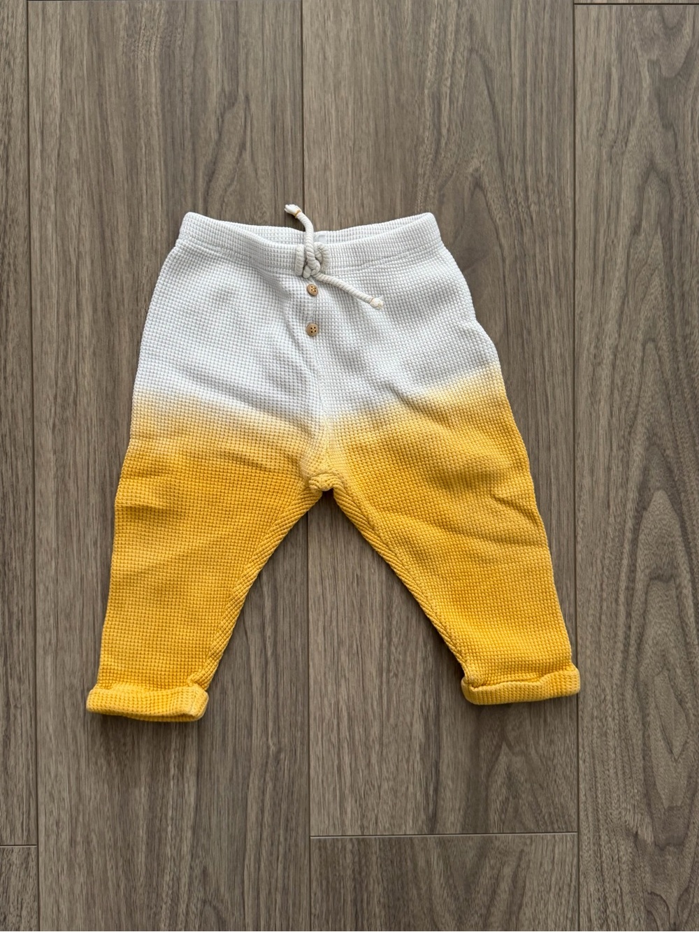 Zara Baby Ombre Knit Waffle Pants - White to Yellow